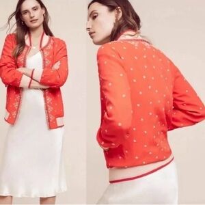Anthropologie Arabella Conditions Apply red bomber jacket size medium